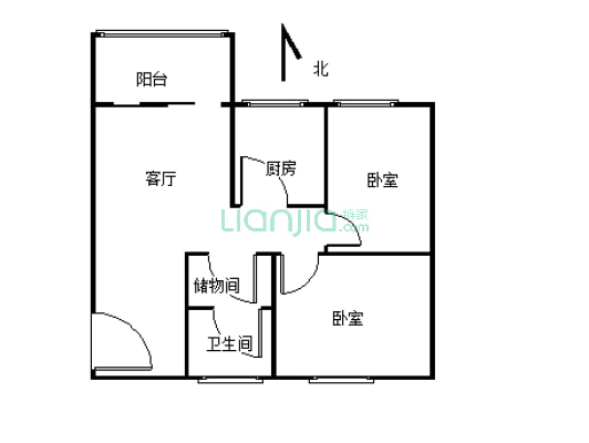 高阳小区  步梯两室   户型方正   适合居住-户型图
