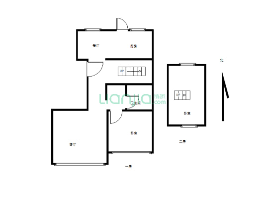 房子过户中税，复式楼，两层调高客厅四室双卫 ，毛坯-户型图