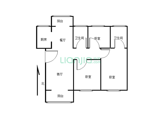 常绿林溪天悦品质住宅 3室2厅2卫 中间楼层-户型图