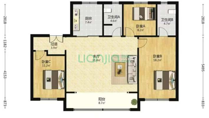 信特花园B区二手房实景图