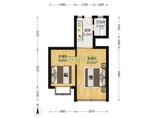 控江路644号 2室0厅1卫 41平方