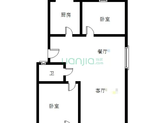 市医院北 市直小区 中间楼层 南北两居-户型图