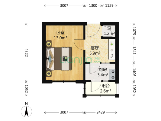 中宜里 1室1厅1卫 37平方