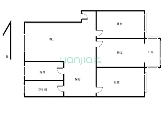 文化小区 毛坯3室 全明户型 性价 比高 三楼122平-户型图