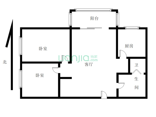 翡翠城 2室2厅 西北-户型图