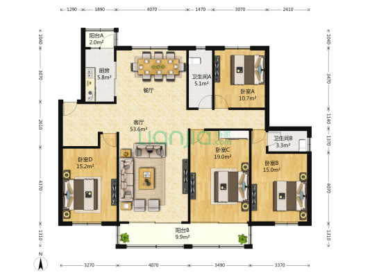丽水湾 4室2厅2卫 169平方