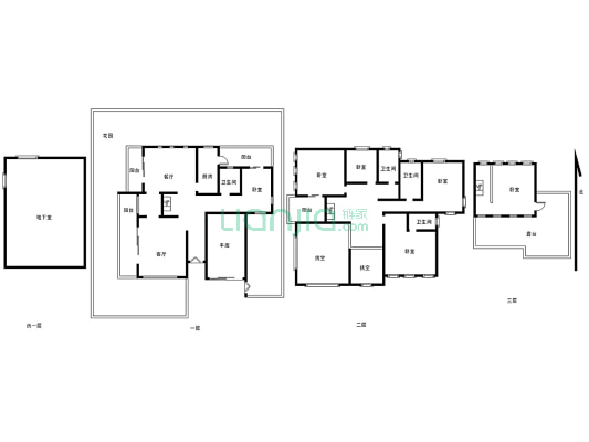 惠阳读栋别墅，500平花园，一层全明地下室-户型图