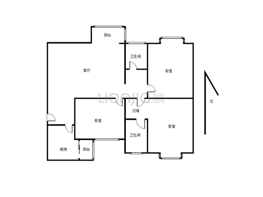 美宁万象新天花园小区精装3房2厅2卫直接拎包入住-户型图