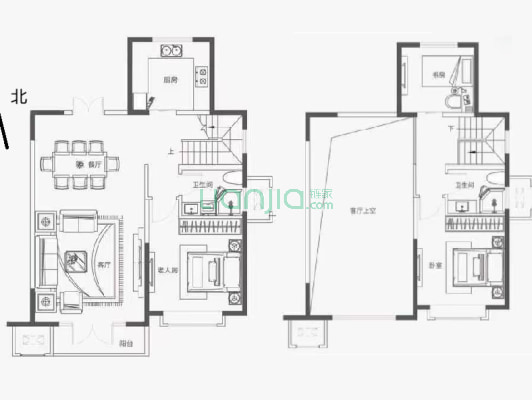 上河天著 3室2厅 南 北-户型图