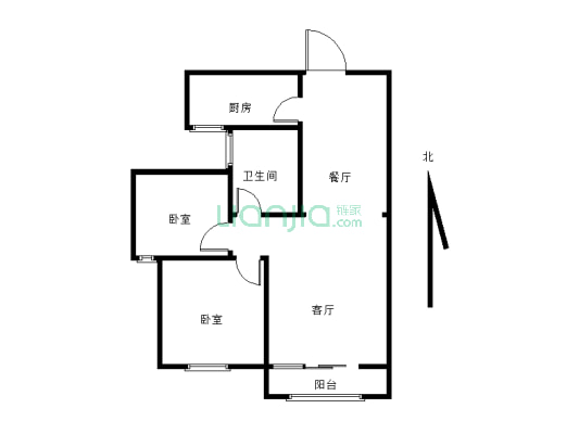 出售林海花园电梯房 两室两厅一卫-户型图