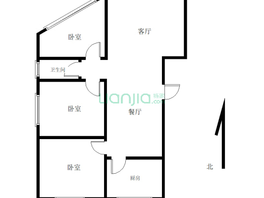博盛公寓  134平  三室两厅一厨一卫-户型图