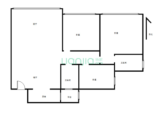 房子户型方正，看中庭，中间楼层，楼间距宽-户型图