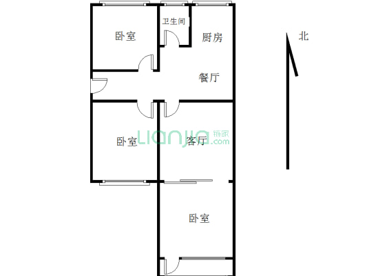 建厂局的家属院 范阳路 小三居-户型图