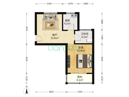 千汇苑一村 1室1厅1卫 52平方