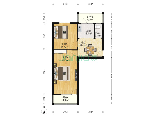 经委宿舍楼 2室1厅1卫 58平方