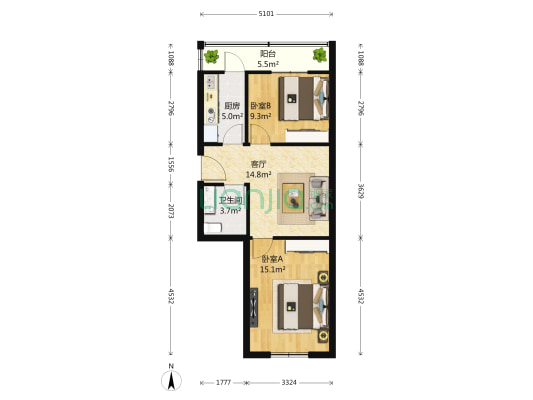 嘉华里 2室1厅1卫 72平方