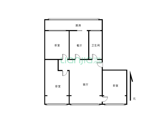逸夫公园 三室 实用面积98㎡ 框架结构 可按揭-户型图