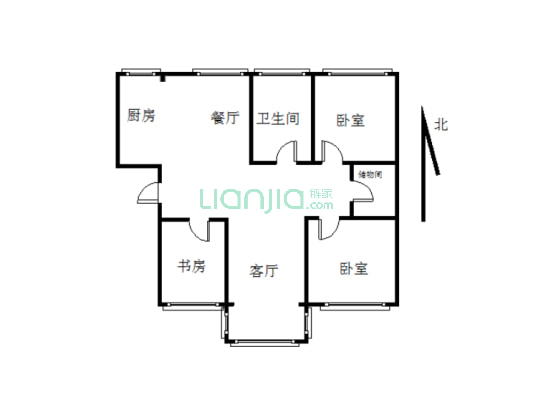 京汉二期 步梯三楼 三室飞机户型 格局方正 房证过二-户型图