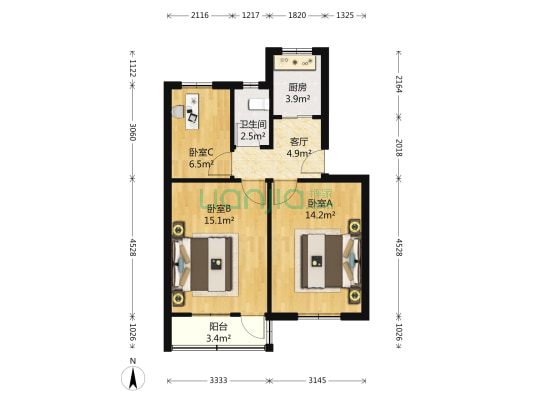 南林一村 3室1厅1卫 65平方