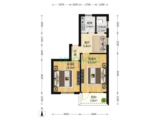 沈家桥小区 2室1厅1卫 30平方