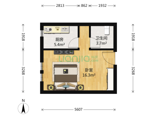 玲珑山 1室0厅1卫 48平方