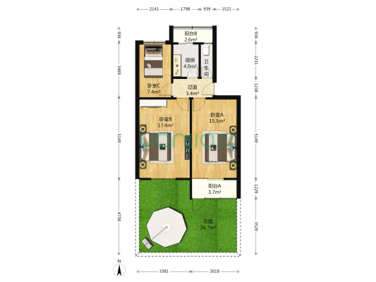 生产路22号院 3室0厅1卫 68平方