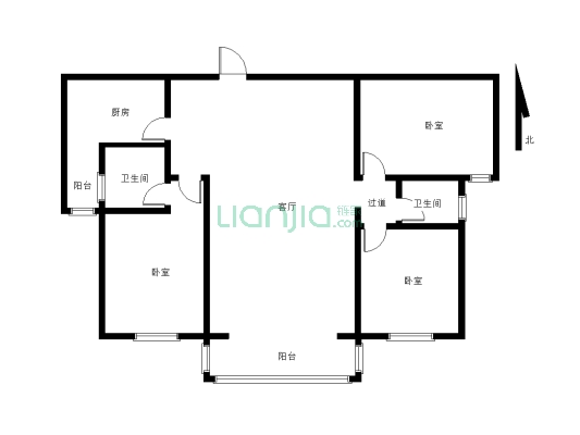 瑞泰花园毛坯127平，三室两厅两卫，随意装修无抵押-户型图