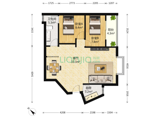 通业花园 2室1厅1卫 70平方