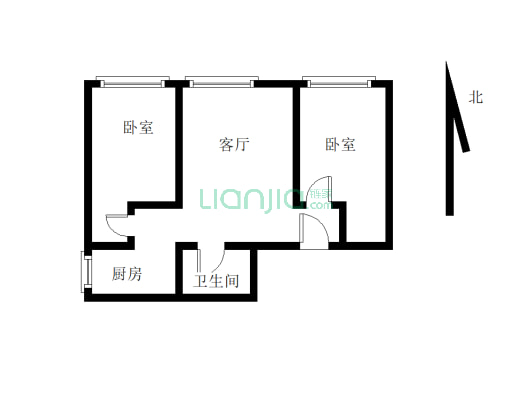 天华北苑2居室楼房简单装修78平米出售-户型图