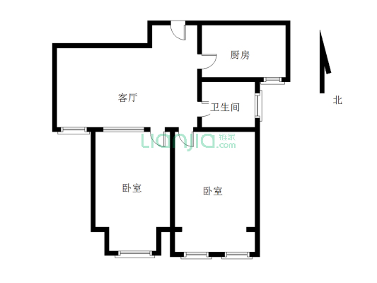 永业广场住宅楼 91平 电梯22楼 精装 两室 小税-户型图