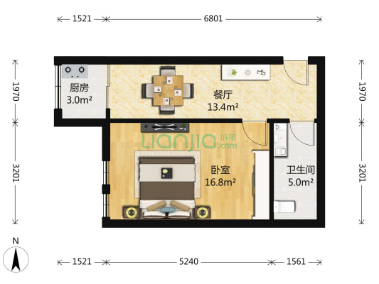 上海路（胜利桥北） 1室1厅1卫 50平方