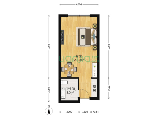 首开玲珑汇 1室0厅1卫 54平方