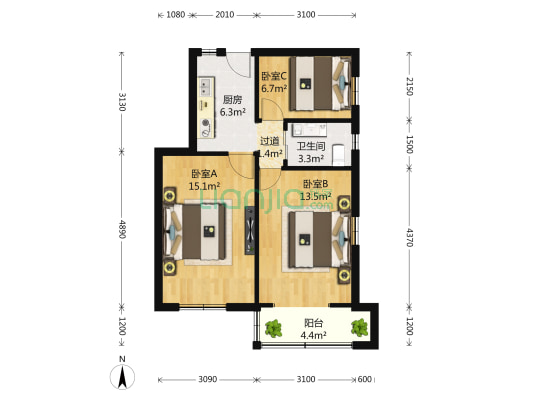 松花江路50号 3室0厅1卫 0平方