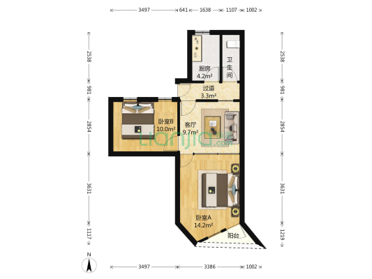 思明南路 2室1厅1卫 65平方