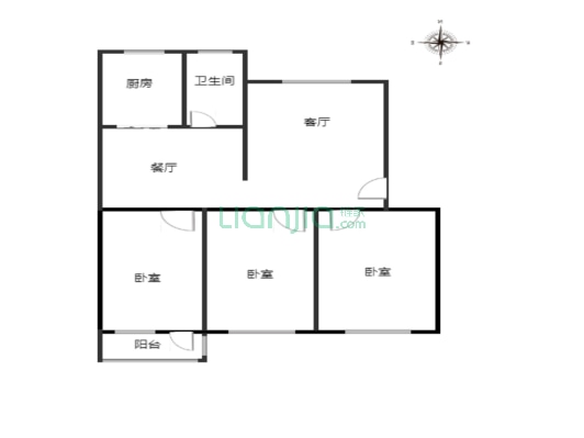 小区位置好 南北通透三居房 本在手配套成熟交通便利-户型图