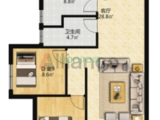 精装两居，临香邑溪谷，出门步行街-户型图
