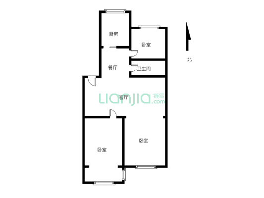 松城家园 步梯中层 经典三室 简单装修-户型图