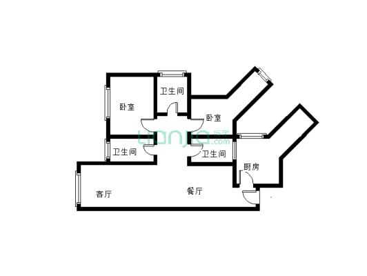 长江国际青年城精装三房，房型方正，小区环境好-户型图