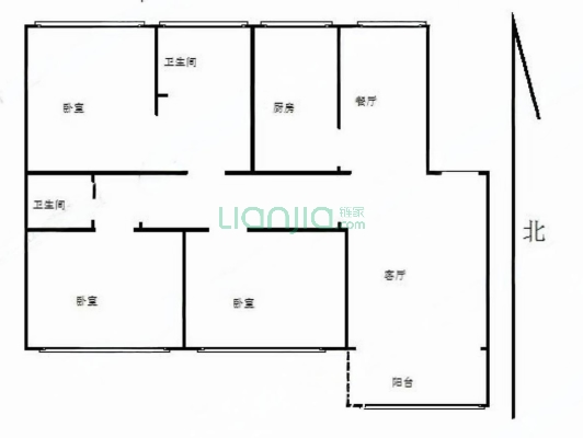 东方家园 3室2厅 南 北-户型图
