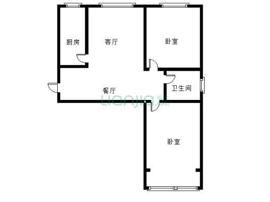 金域中央 2室1厅 南 北-户型图