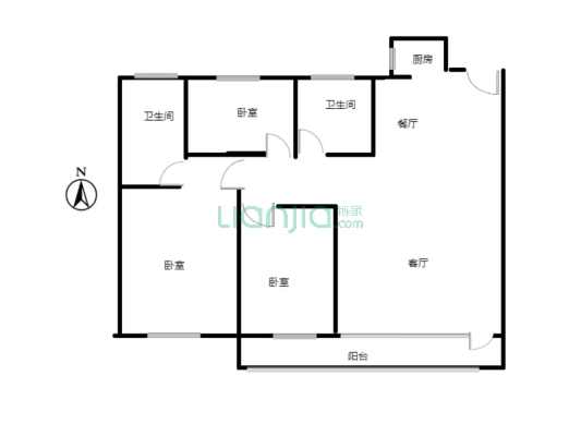 南北通透格局 楼层好 视野宽阔 配套设施齐全-户型图