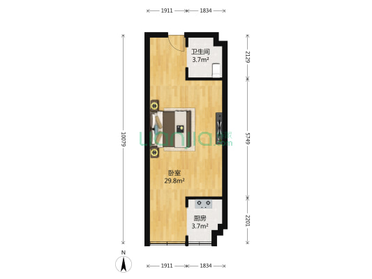 绿地公园广场 1室0厅1卫 67平方