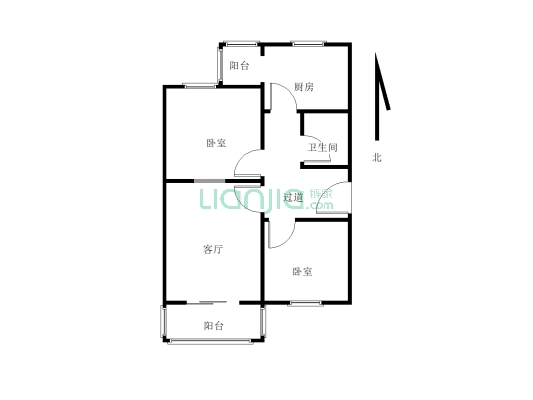 登峰小区两室一厅低楼层居住方便舒适-户型图