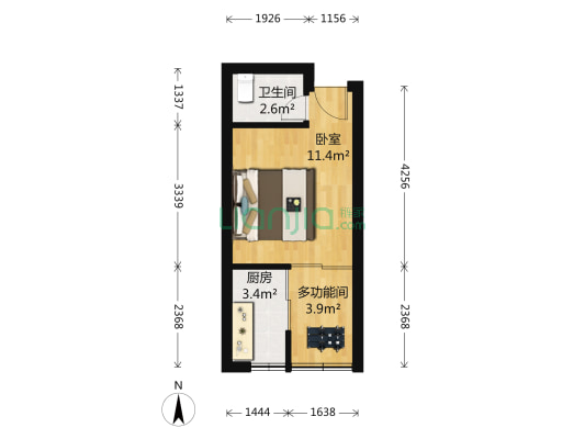 南城国际 2室0厅1卫 33平方