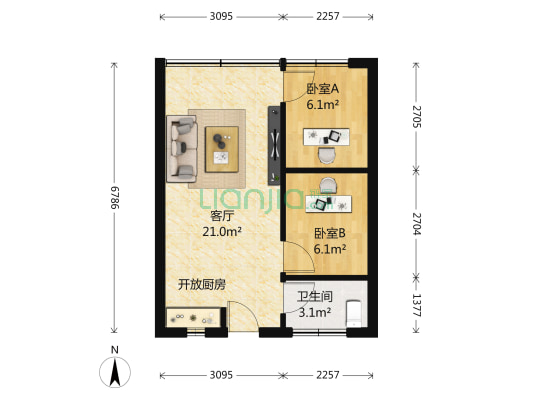 桃苑公寓 2室1厅 350万