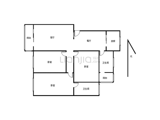 涪江小区三室，家具家电齐全，可拎包入住-户型图