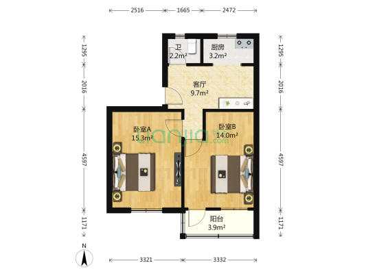 南宁路（山东路以东） 2室1厅1卫 65平方
