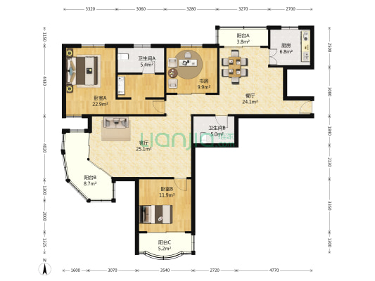 鸿甸公寓 3室2厅2卫 0平方