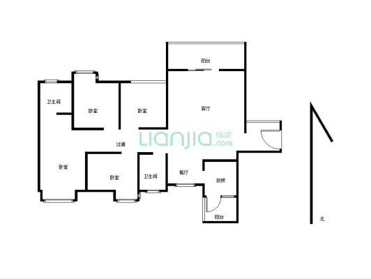 菩提苑四室双卫，小区环境好，生活便利-户型图
