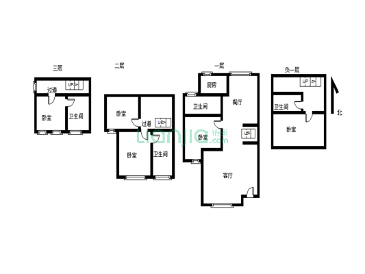 西京都爱伦堡别墅   南入户 院47平 地上三层 地下一层-户型图